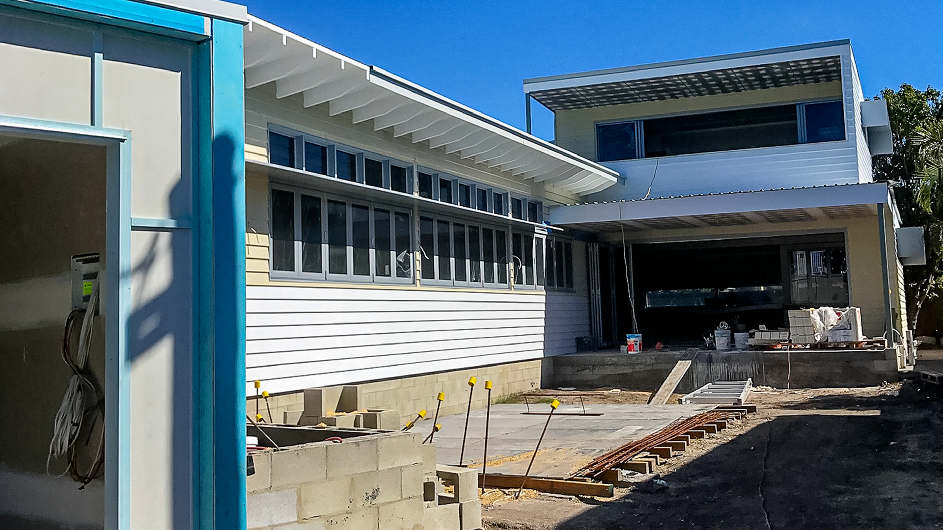 Trembuilt home extension under construction in Golden Beach on the Sunshine Coast, adding an upper level to an existing coastal home.